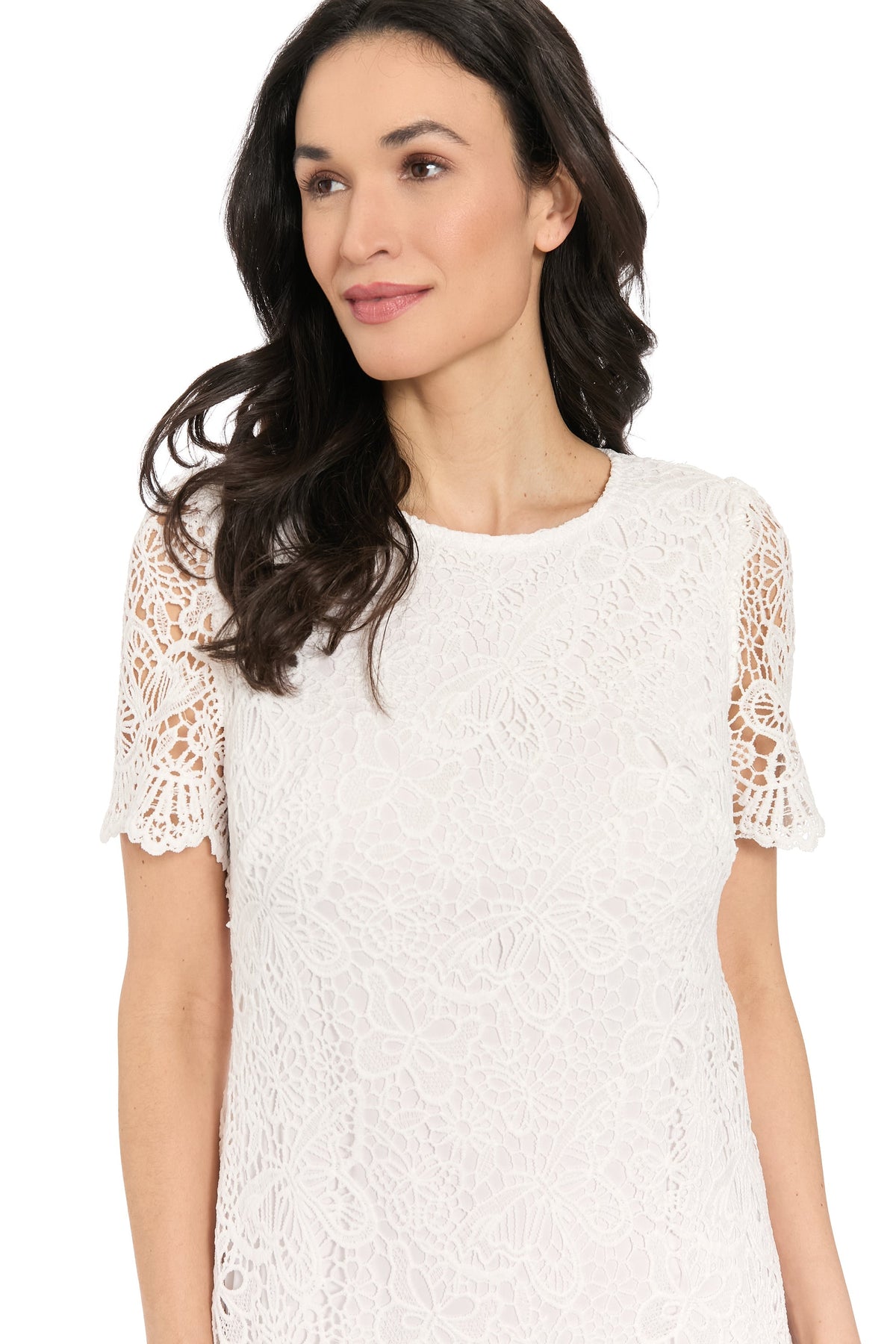 Murphy Short Sleeve Shift Dress in Butterfly Lace