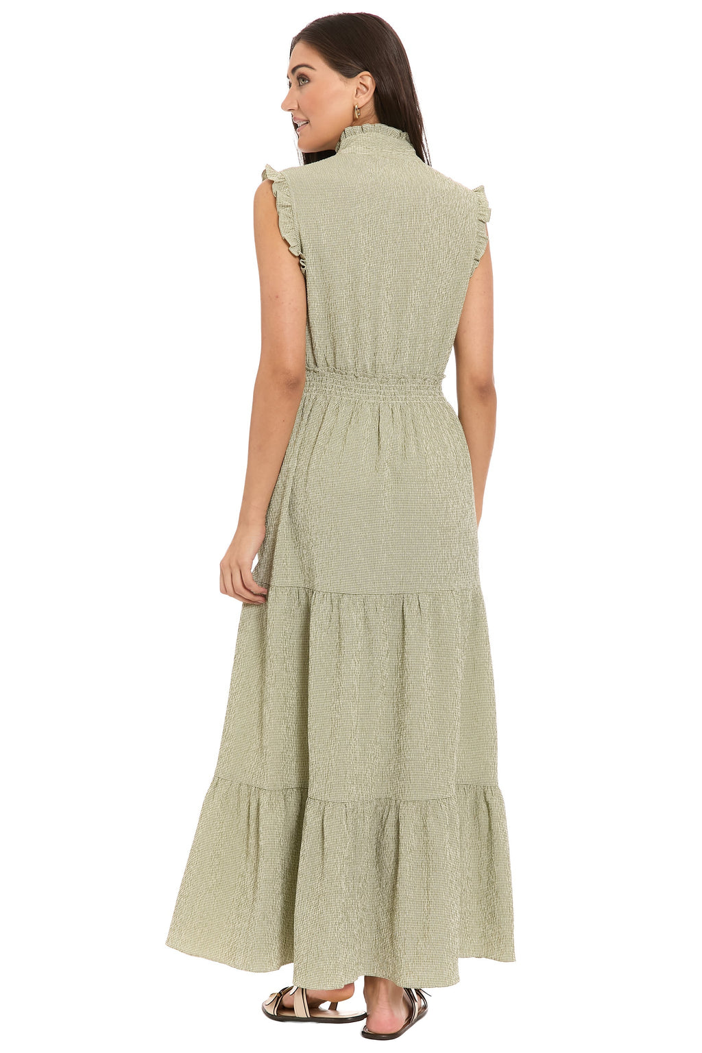 Nevis Sleeveless Maxi in Micro Check
