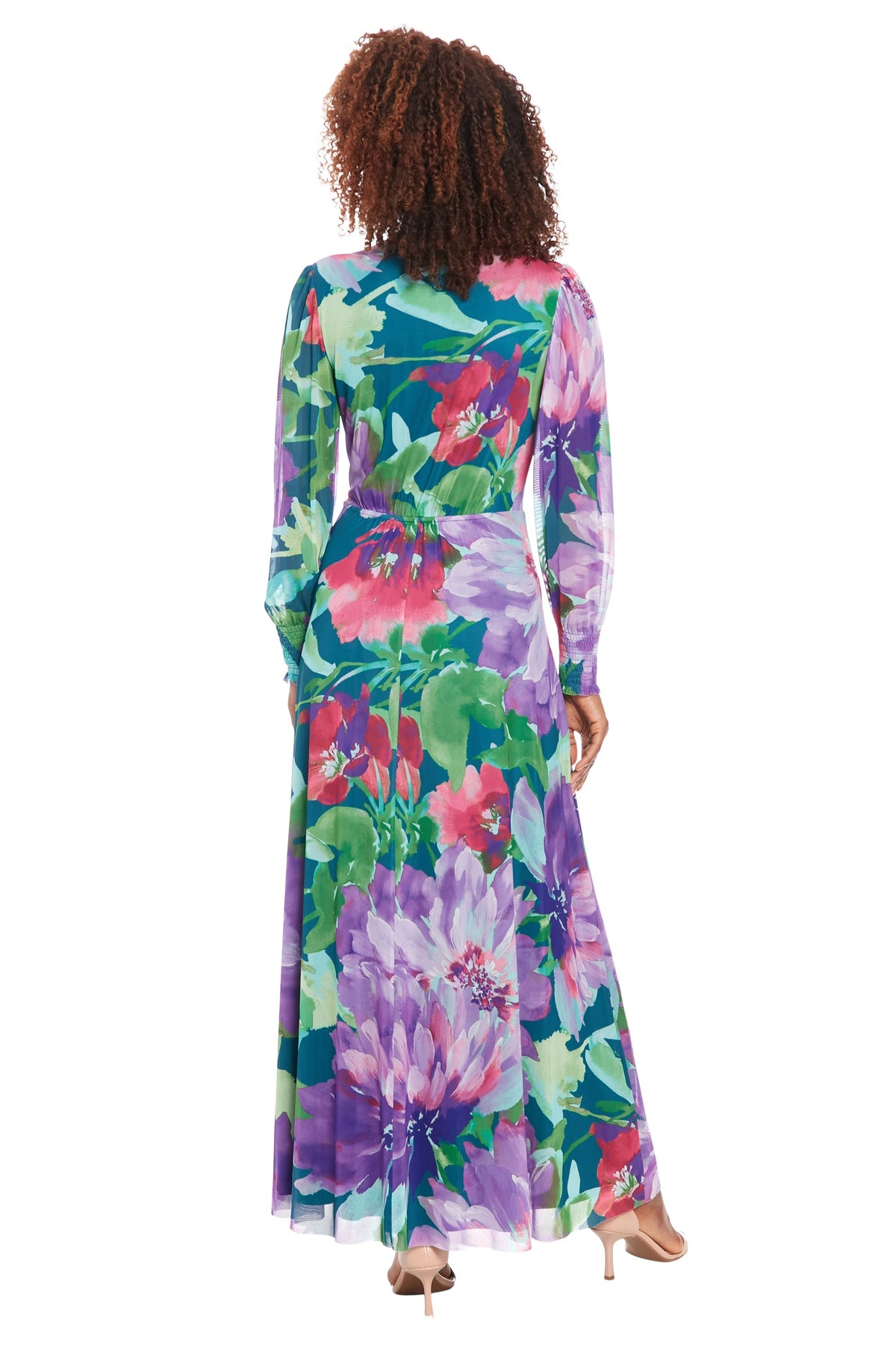 Ruth Long Bishop Sleeve Maxi in Majestic Garden
