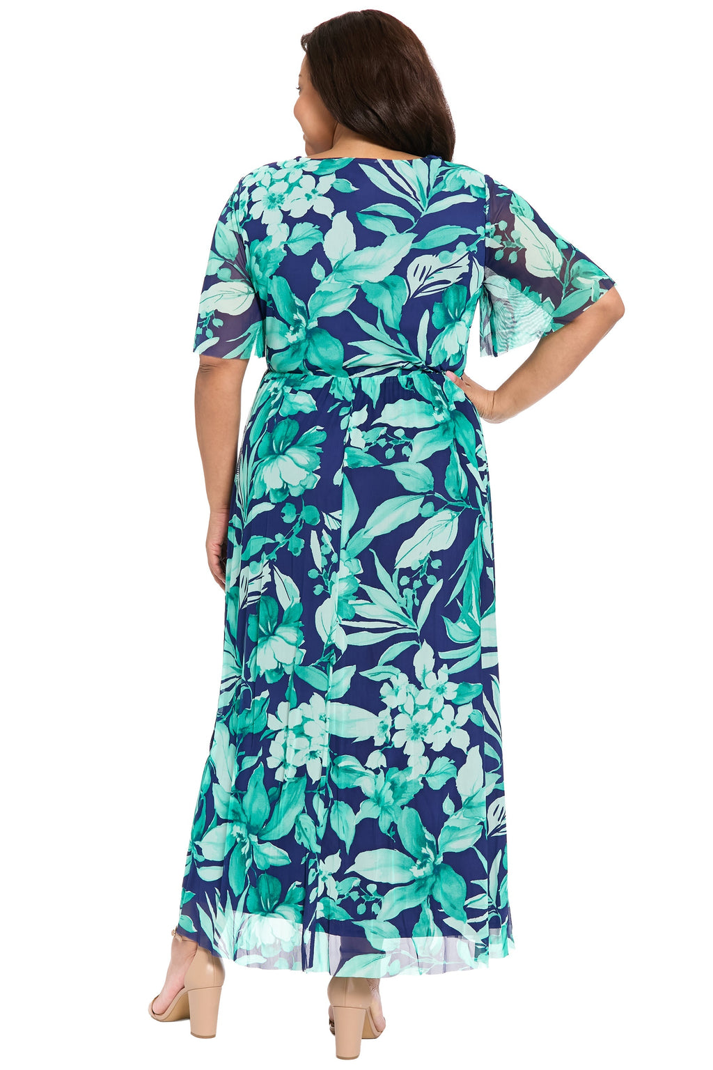 Leila Smocked Waist Mesh Maxi in Nature's Harmony