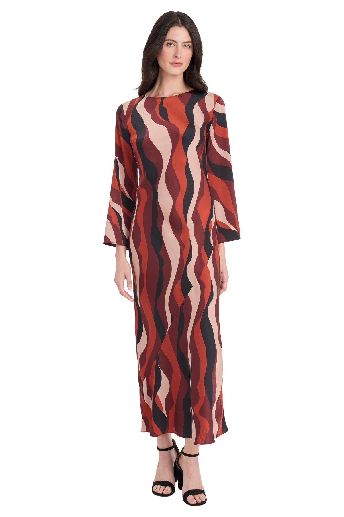 Moira Diagonal Wave Tie Back Midi Dress - FINAL SALE
