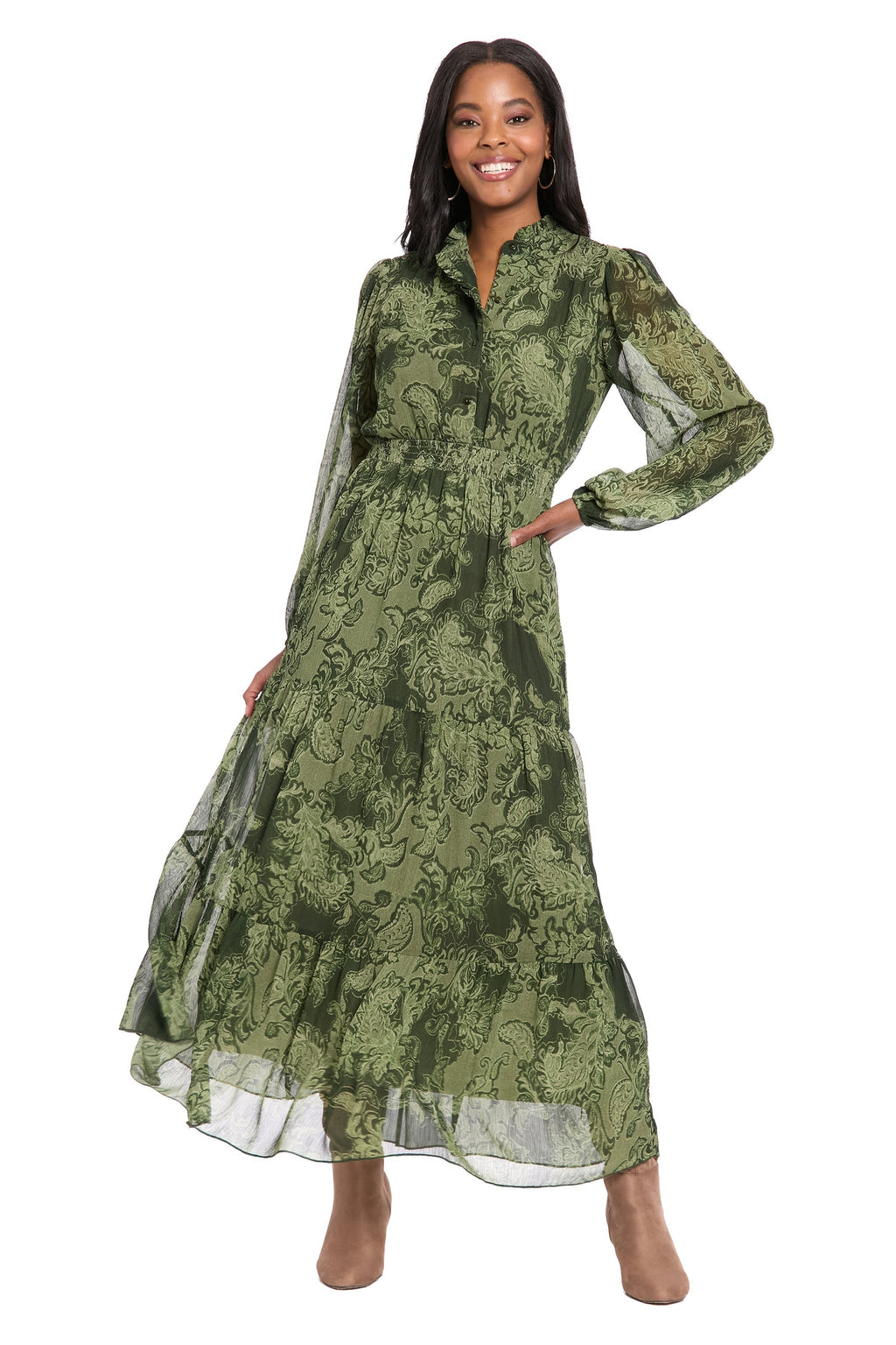 Lettie Ruffle Neck Tiered Maxi - FINAL SALE