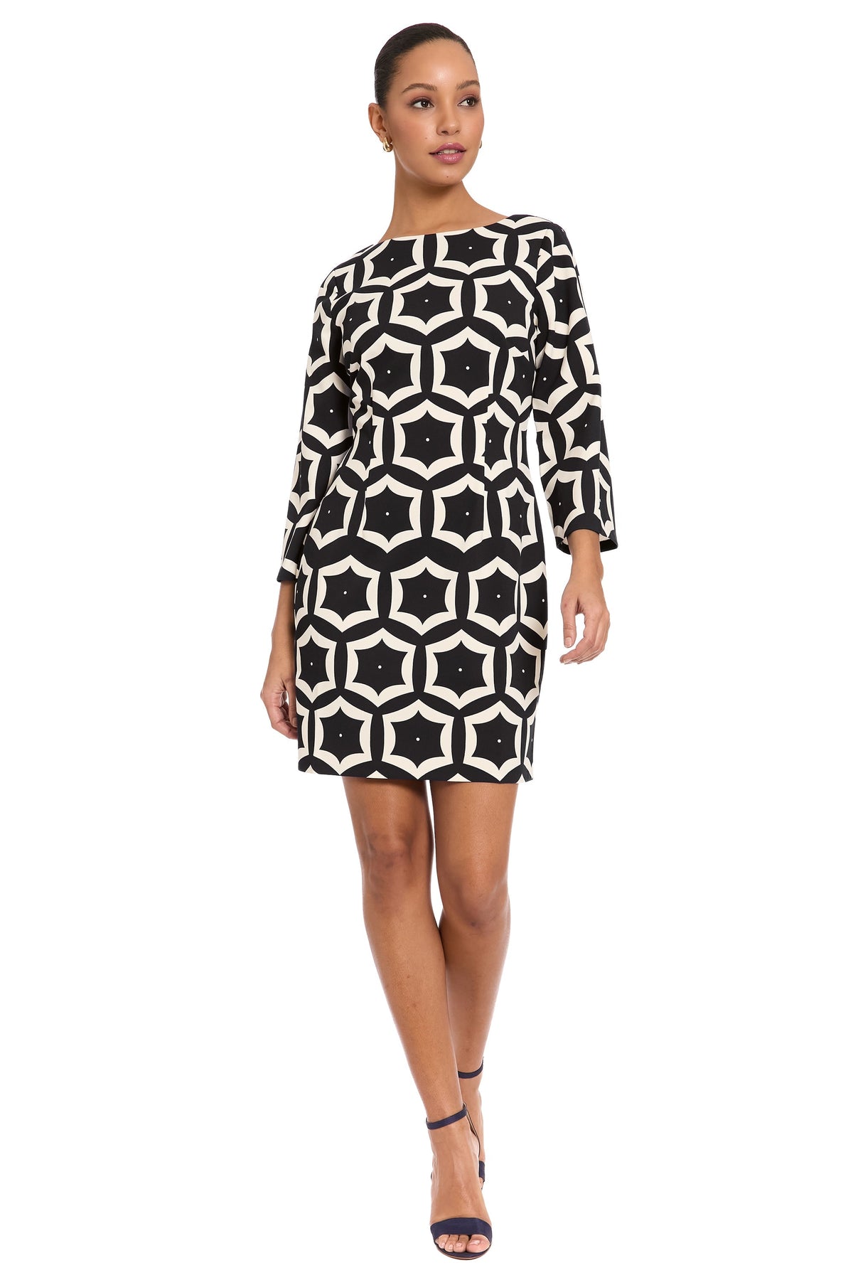 Quin Boat Neck Sheath in Deco Tile - FINAL SALE