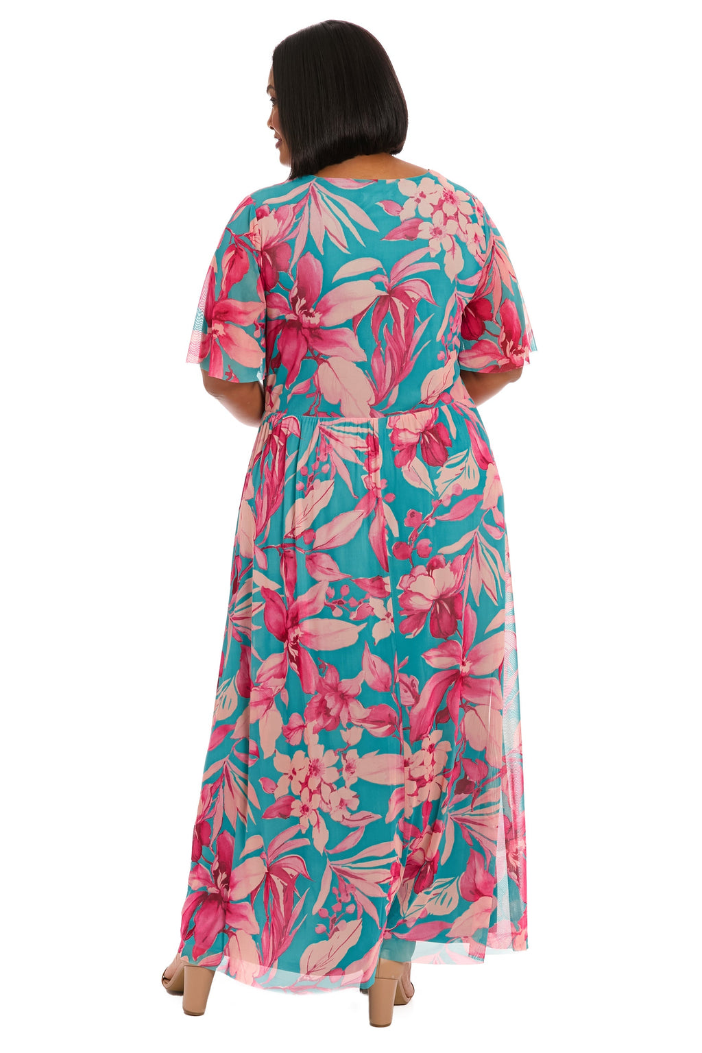 Leila Smocked Waist Mesh Maxi in Nature's Harmony