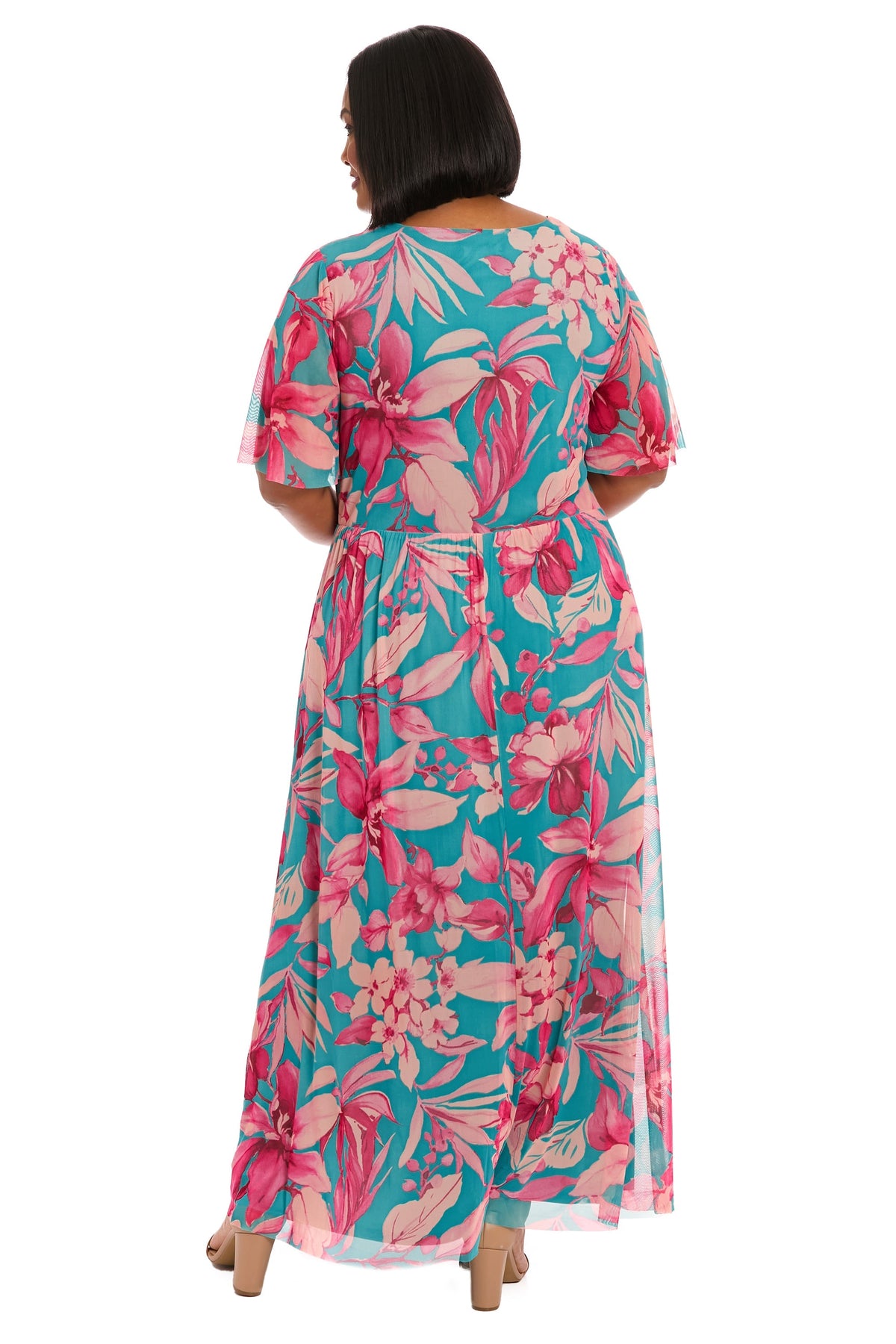 Leila Smocked Waist Mesh Maxi in Nature's Harmony