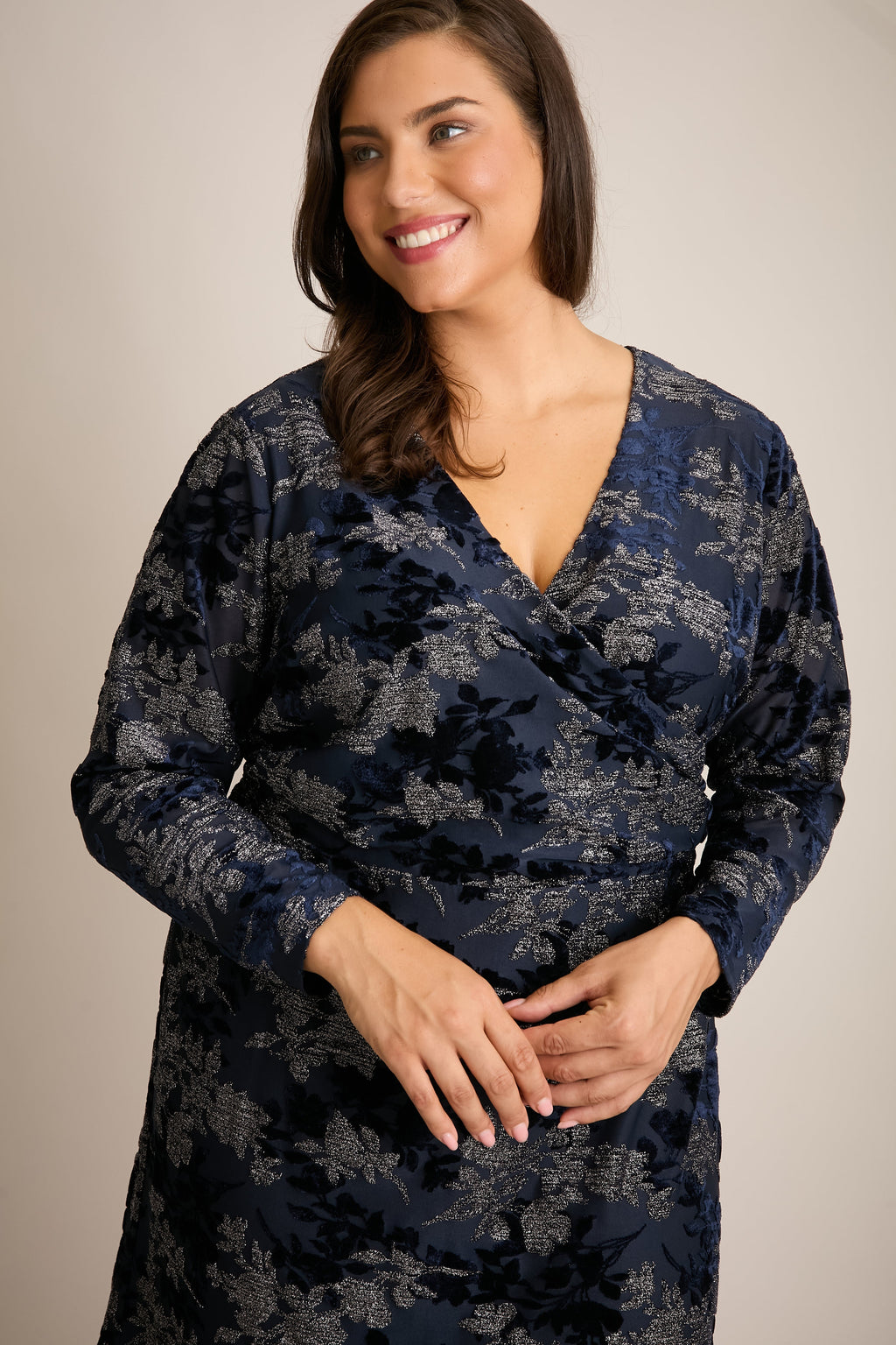 Marlise Shimmering Velvet Faux Wrap Dress - FINAL SALE
