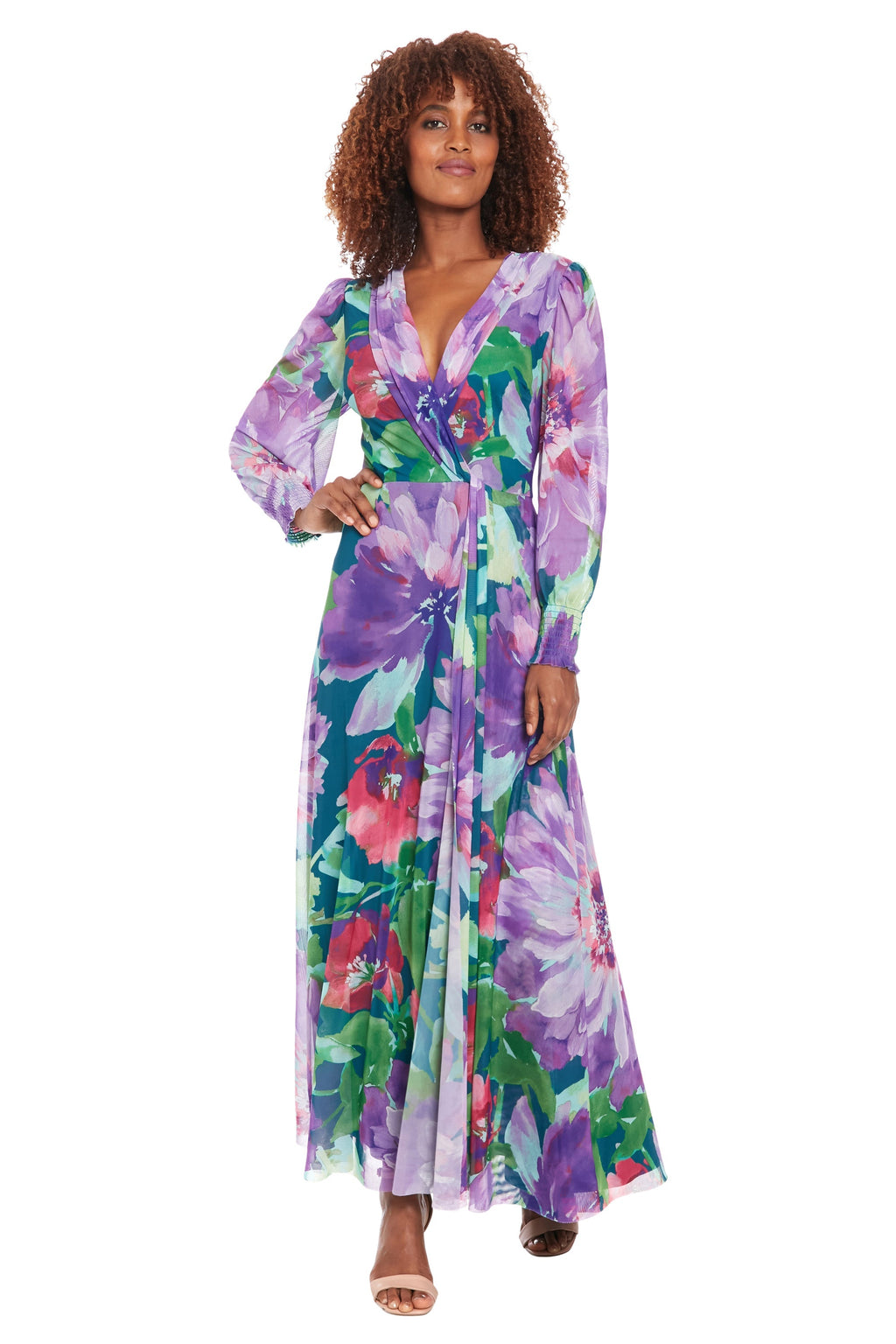 Ruth Long Bishop Sleeve Maxi in Majestic Garden