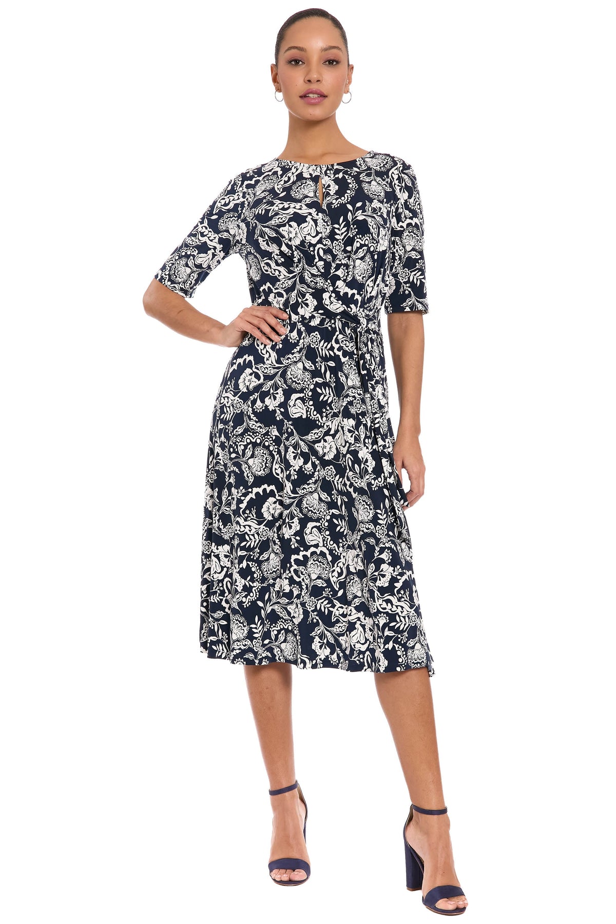 Revel Elbow Sleeve Midi in Graphic Provencal