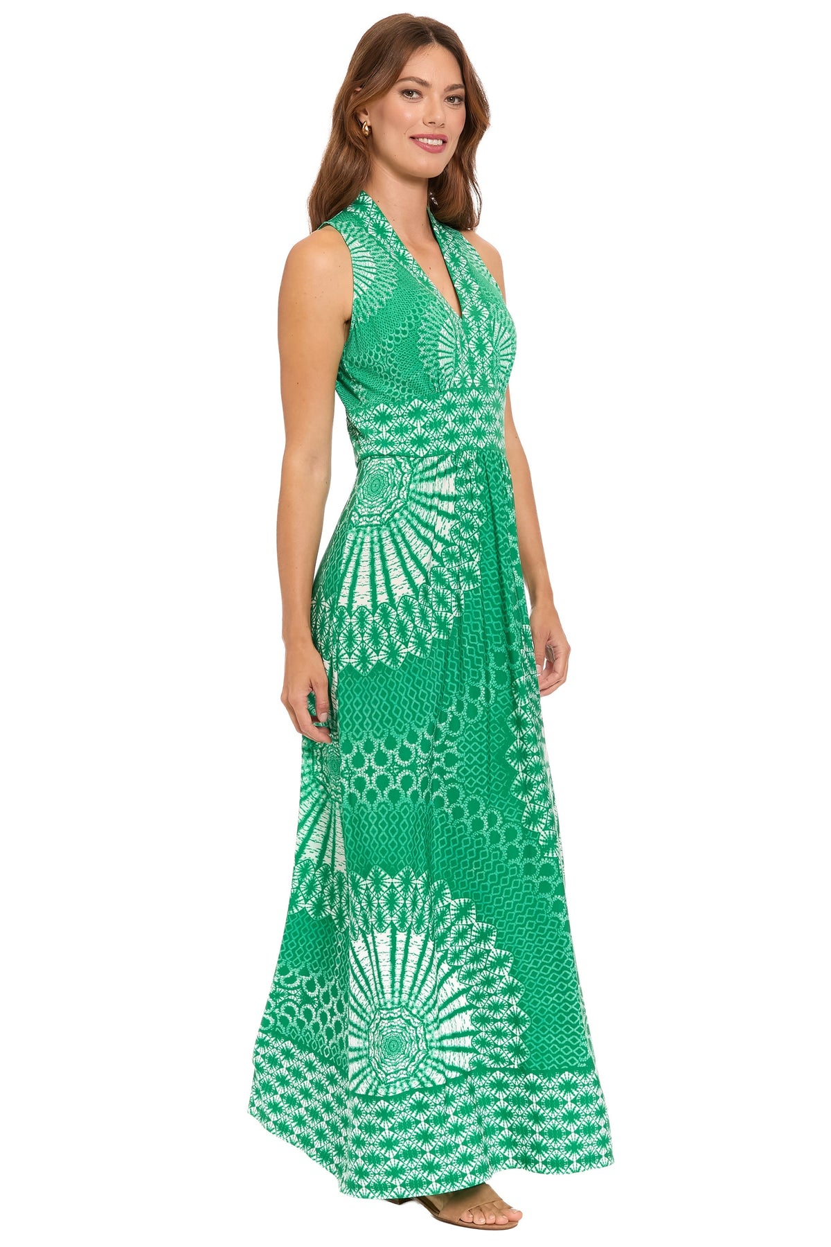 McKay V-Neck Halter Maxi in Boho Wheels