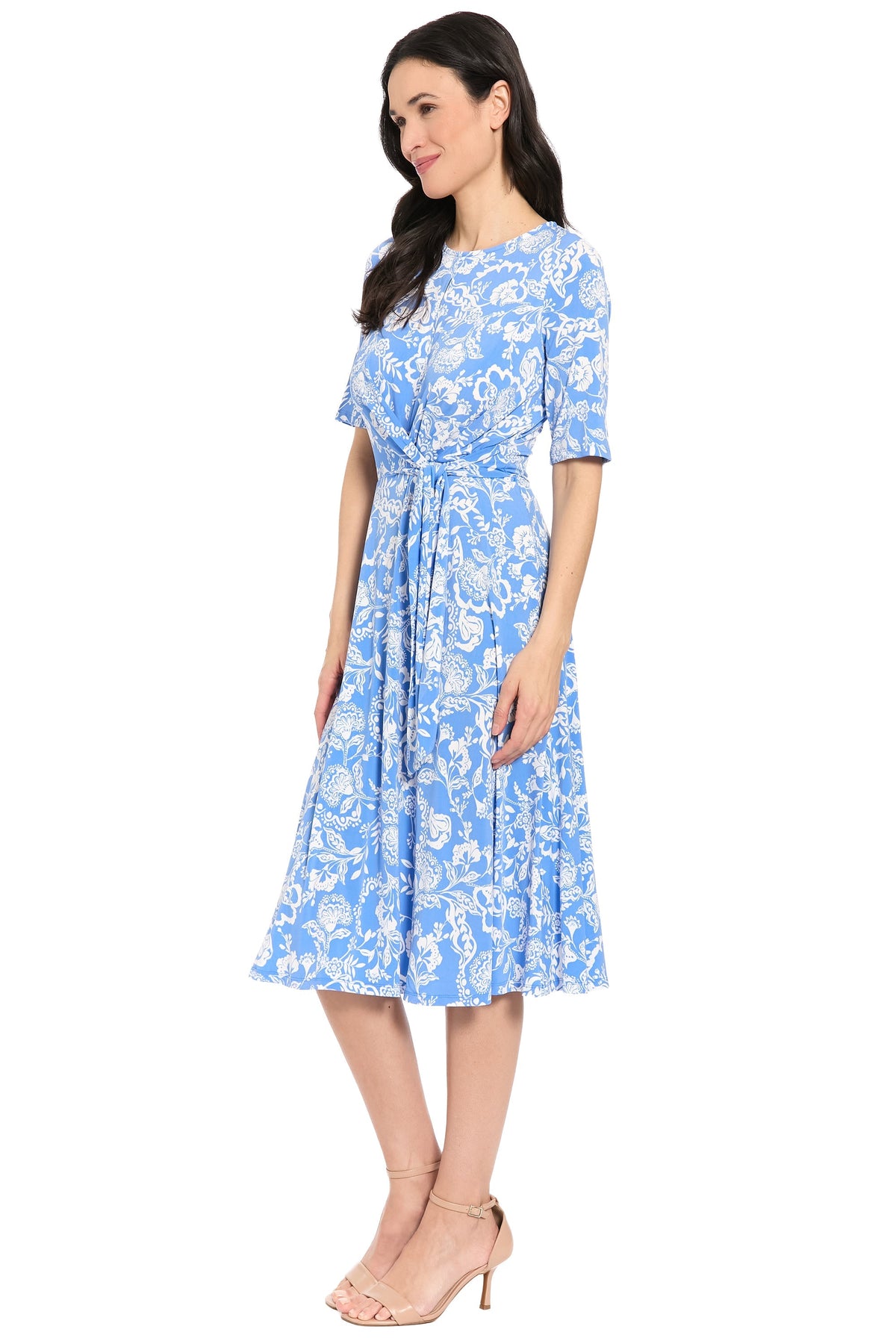 Revel Elbow Sleeve Midi in Graphic Provencal
