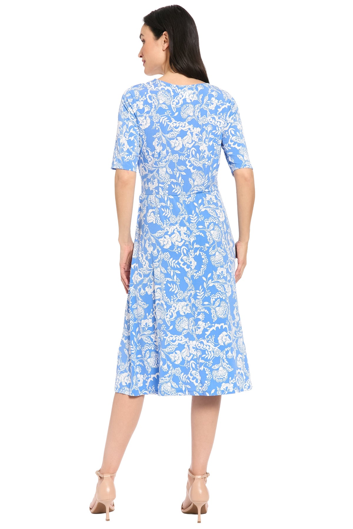 Revel Elbow Sleeve Midi in Graphic Provencal