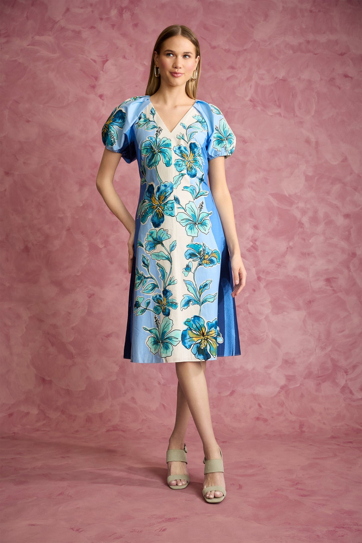 Mariel Puff Sleeve Midi in Bayside Blooming - FINAL SALE