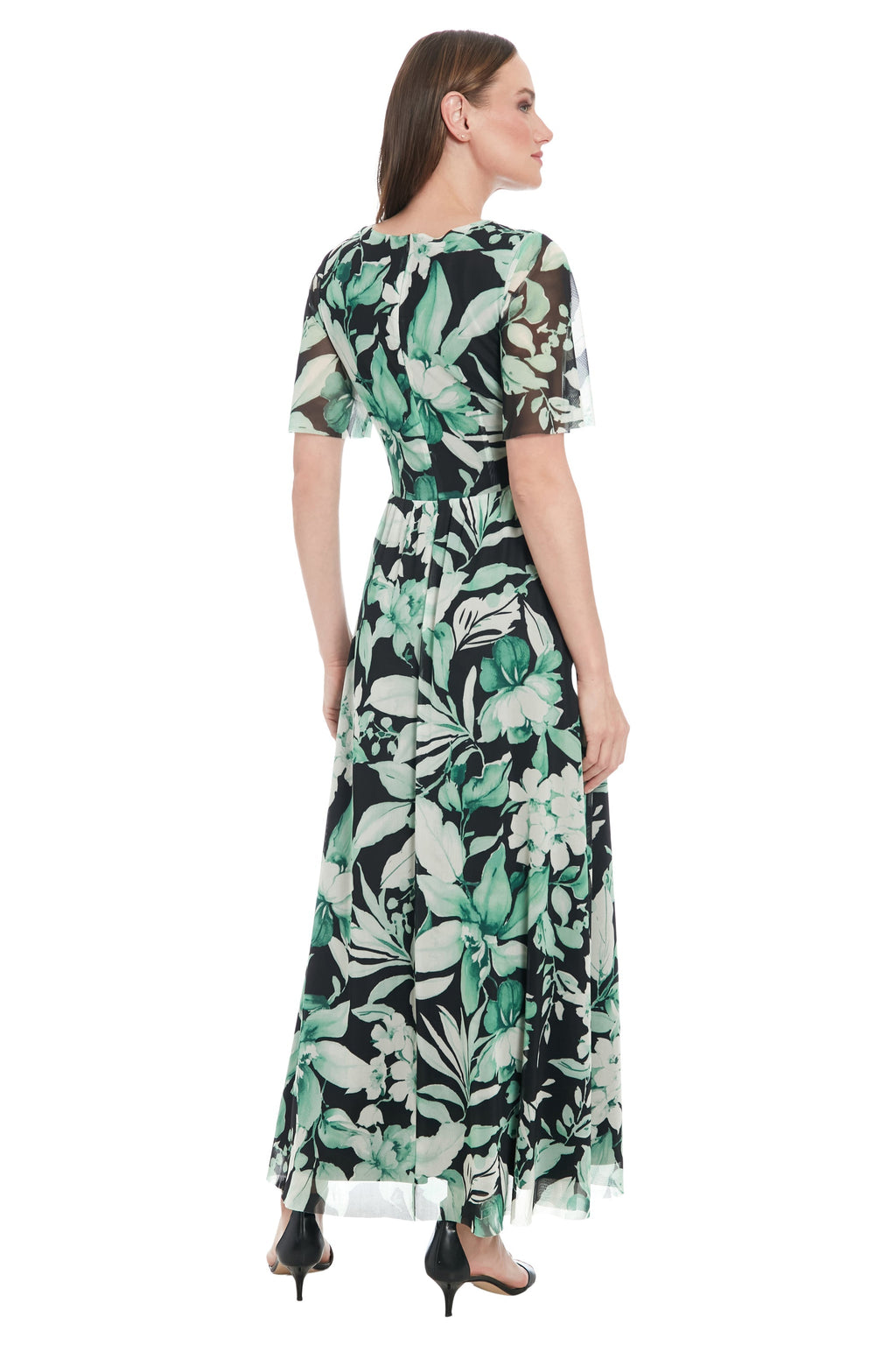 Leila Smocked Waist Mesh Maxi in Nature's Harmony