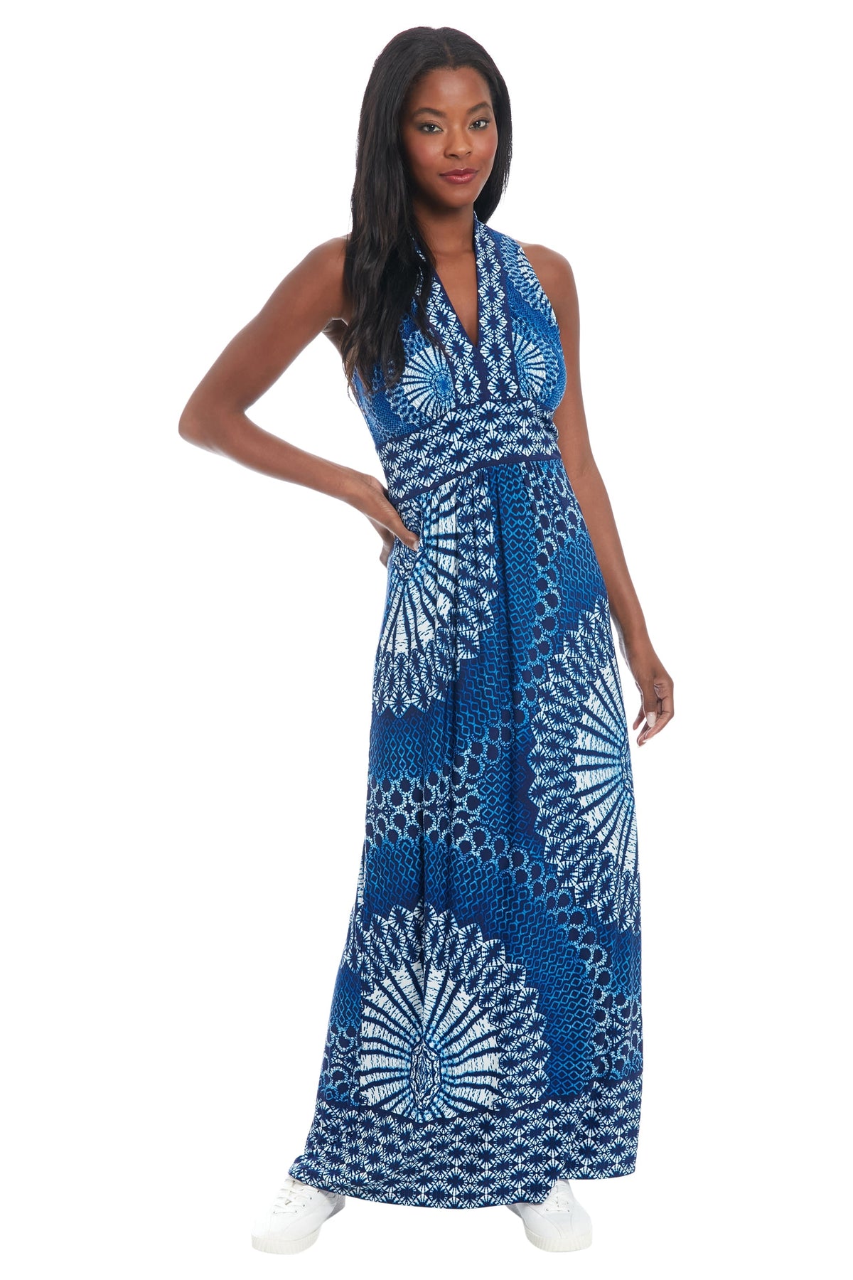 McKay V-Neck Halter Maxi in Boho Wheels